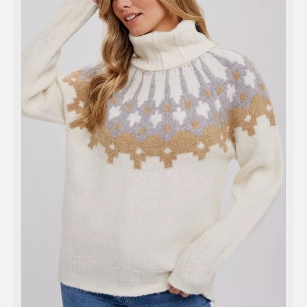 Banana Republic Oversized Fair Isle Sweater Bosque Alpaca Blend Women’s Small